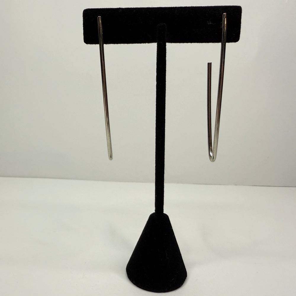 Minimalist Silver Tone Long Drop Earrings Modern Post Pierced Fashion Jewelry